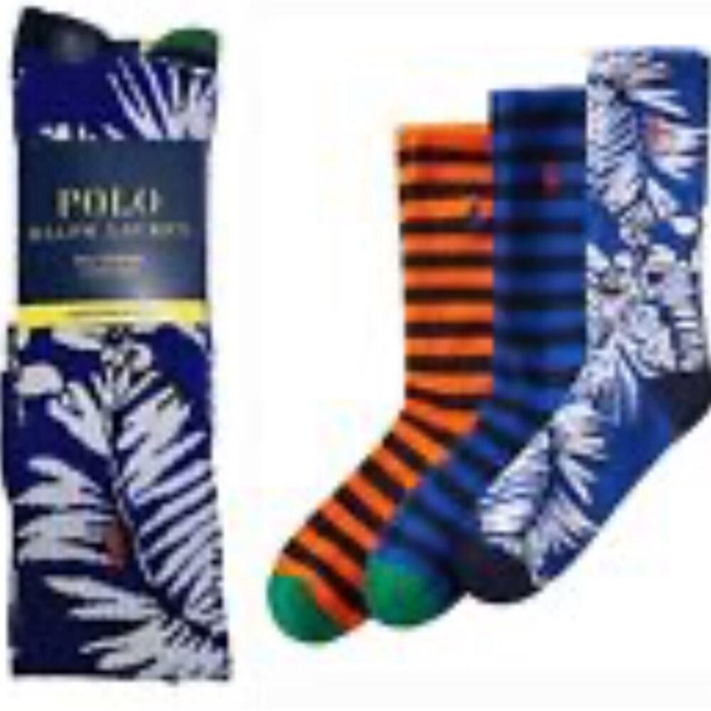 Polo Ralph Lauren Palms Batik Crew Socks 3-Pack - Picture 2 of 3